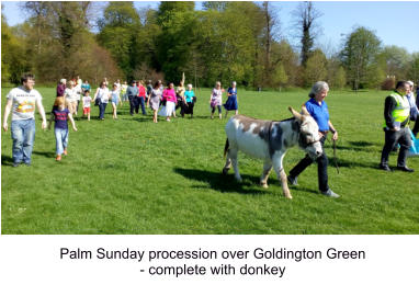 Palm Sunday procession over Goldington Green  - complete with donkey